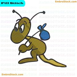 Bug Carrying A Bag Embroidery Design 1