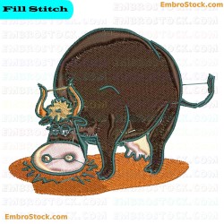 Bull Head Embroidery Design 4