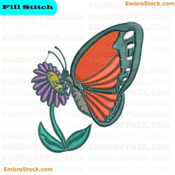 Butterfly And Flower Embroidery Design 81