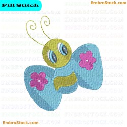 Butterfly Cute Bugs Embroidery Design 12