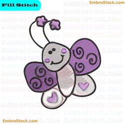 Butterfly Cute Bugs Embroidery Design 8