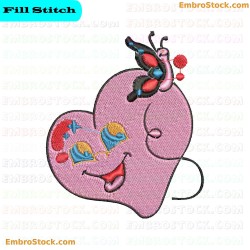 Butterfly On Heart Embroidery Design 25