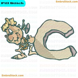 C For Caveman Embroidery Design 3