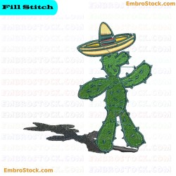 Cactus Wearing Hat Embroidery Design 27