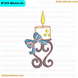 Candle And Ribbons Embroidery Design 1