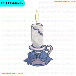 Candle With Ribbon Embroidery Design 10