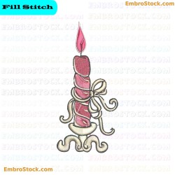 Candle With Ribbons Embroidery Design 9