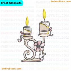 Candles And Ribbons Embroidery Design 2