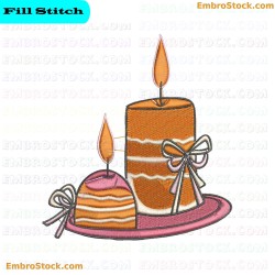 Candles And Ribbons Embroidery Design 7