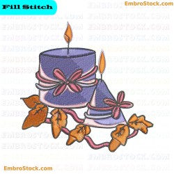 Candles With Ribbons Embroidery Design 8