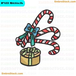 Candy Canes And Gift Embroidery Design 28