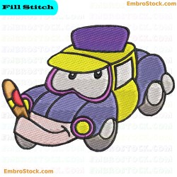 Car With Human Like Features Embroidery Design 9