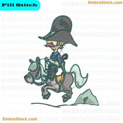 Caricature Figure On Horse Embroidery Design 6