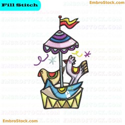 Carousel Toy Chickens Embroidery Design 68