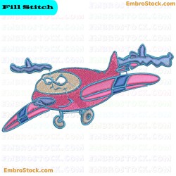 Cartoon Airplane Embroidery Design 6