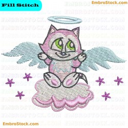 Cartoon Angel Cat Embroidery Design 9