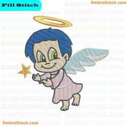 Cartoon Angel Cool Angels Embroidery Design 6