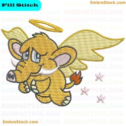 Cartoon Angel Elephant Embroidery Design 3