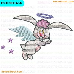 Cartoon Angel Rabbit Embroidery Design 8