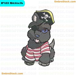 Cartoon Animal Character In Pirate Costume Embroidery Design 2