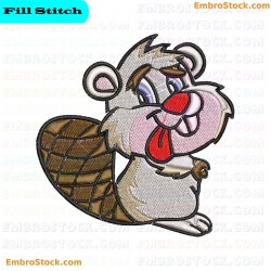 Cartoon Beaver Embroidery Design 1