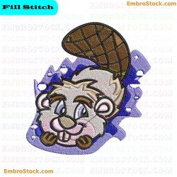 Cartoon Beaver Embroidery Design 3