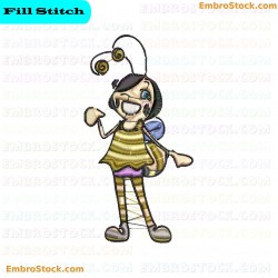 Cartoon Bee Character Embroidery Design 2