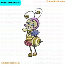 Cartoon Bee Character Embroidery Design 3