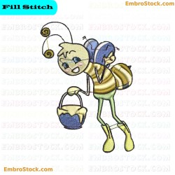 Cartoon Bee Character Embroidery Design 6