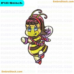 Cartoon Bee Character Embroidery Design 9