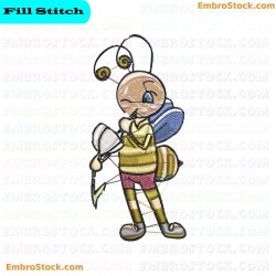 Cartoon Bee Cute Bees Embroidery Design 7