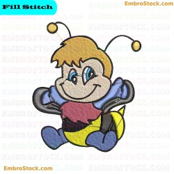 Cartoon Bee Cutie Bees Embroidery Design 2