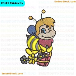 Cartoon Bee Cutie Bees Embroidery Design 7