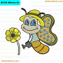 Cartoon Bee Embroidery Design 108