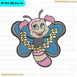 Cartoon Bee Embroidery Design 109