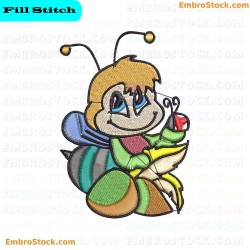 Cartoon Bee Embroidery Design 4