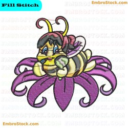 Cartoon Bee Embroidery Design 6