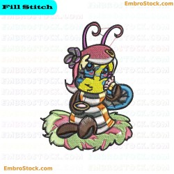 Cartoon Bee In Astronaut Suit Embroidery Design 3