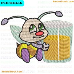 Cartoon Bee With Honeycomb Embroidery Design 7