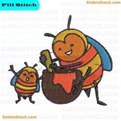 Cartoon Bees Embroidery Design 21