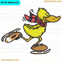 Cartoon Bird Around His Neck Is A Tie Embroidery Design 37