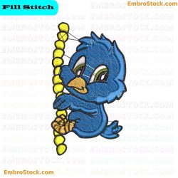 Cartoon Bird Holding Rope Embroidery Design 14