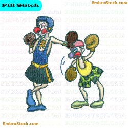 Cartoon Boxing Match Embroidery Design 6