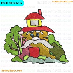 Cartoon Building Embroidery Design 8