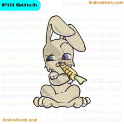 Cartoon Bunny Eating Carrot Embroidery Design 7