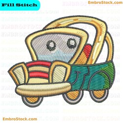 Cartoon Car Cool Lovely Cars Embroidery Design 3