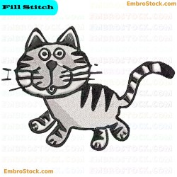 Cartoon Cat Embroidery Design 4