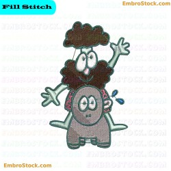 Cartoon Caveman Characters Embroidery Design 2