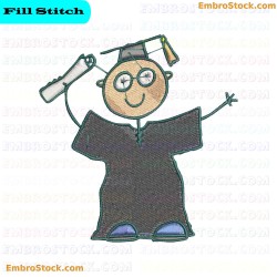 Cartoon Character Celebrating Graduation Embroidery Design 3