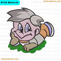 Cartoon Character Cute In Love Embroidery Design 17